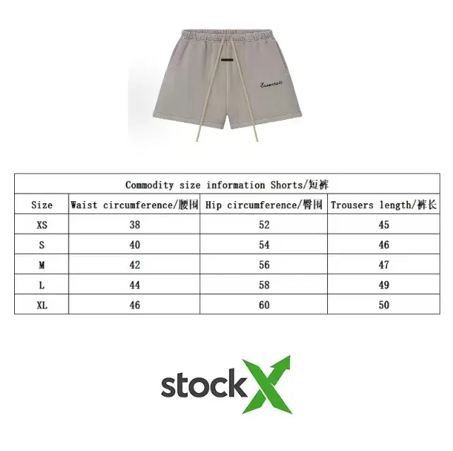 🦋Exclusively for cross-border delivery🦋87 [26SS new product shipment] FEAR OF GOD ESSENTIALS Always On Men's Classic Shorts ESSENTIALS was founded in Los Angeles, USA in 2018. The original intention of its establishment was to let more people wear affordable Versatile trendy items. In terms of fabric tailoring, it follows the same comfort and fineness as FEAR OF GOD, and the design is simplified from complexity, with the eye-catching "ESSENTIALS" LOGO running throughout. ESSENTIALS has been favored by fashion enthusiasts since its launch, and many European and American superstars are also loyal buyers. Color: Retro Black, Dune Color, Smoke Gray Size: XS XL